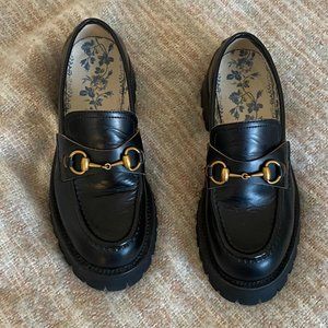 Leather lug sole Horsebit loafe